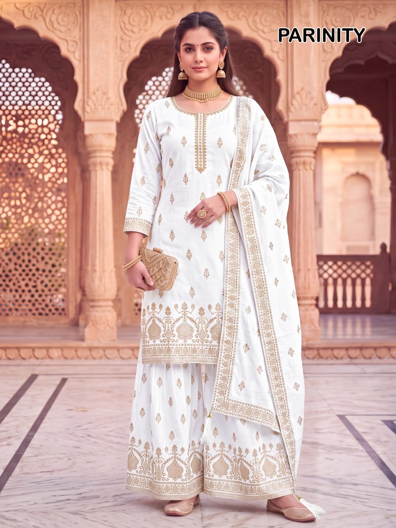 Parinity By Banwery Rayon Foil Printed Kurti With Bottom Dupatta